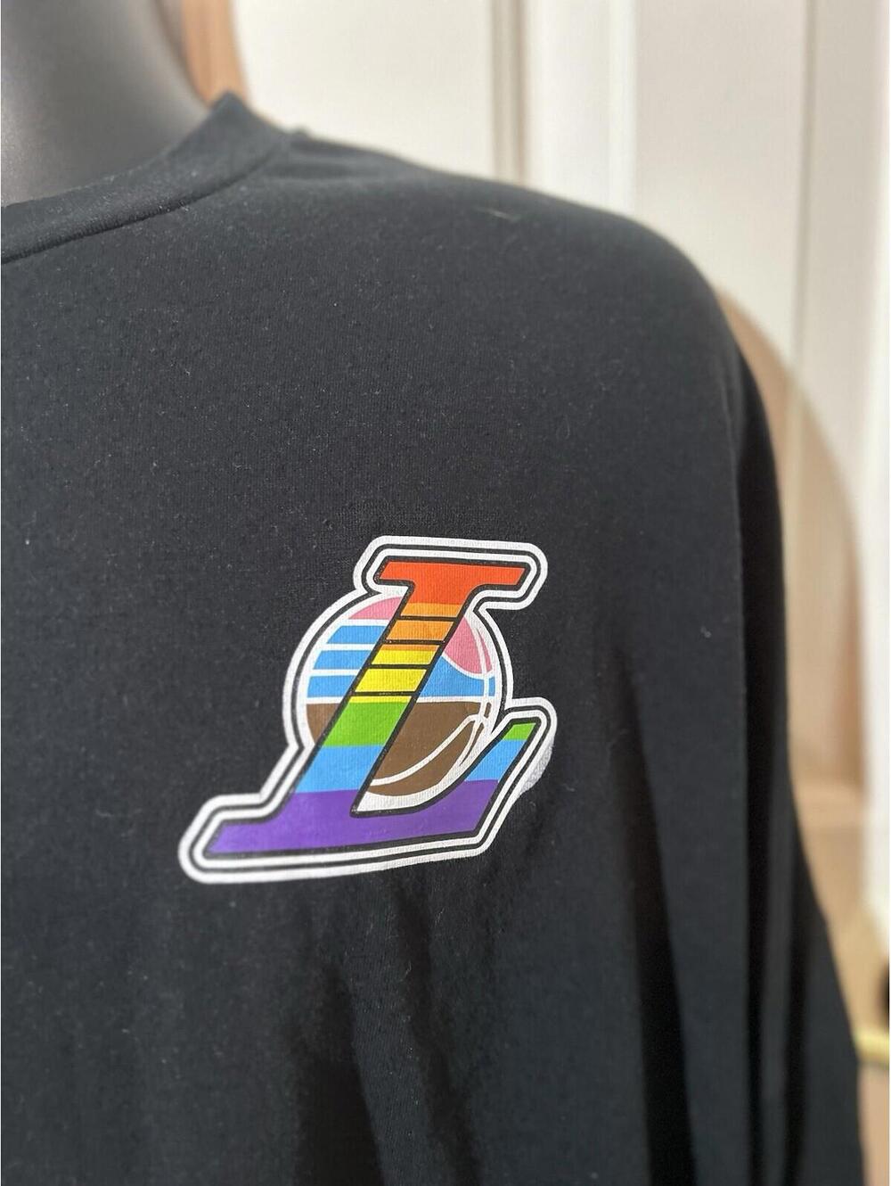 Los Angeles Lakers Spirit Jersey Mens XL Pride Night Long Sleeve Shirt Rainbow - Picture 3 of 10